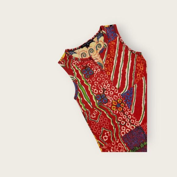 Vintage Y2k early 2000s BCBG super colorful funky graphic tank top - Picture 3 of 5